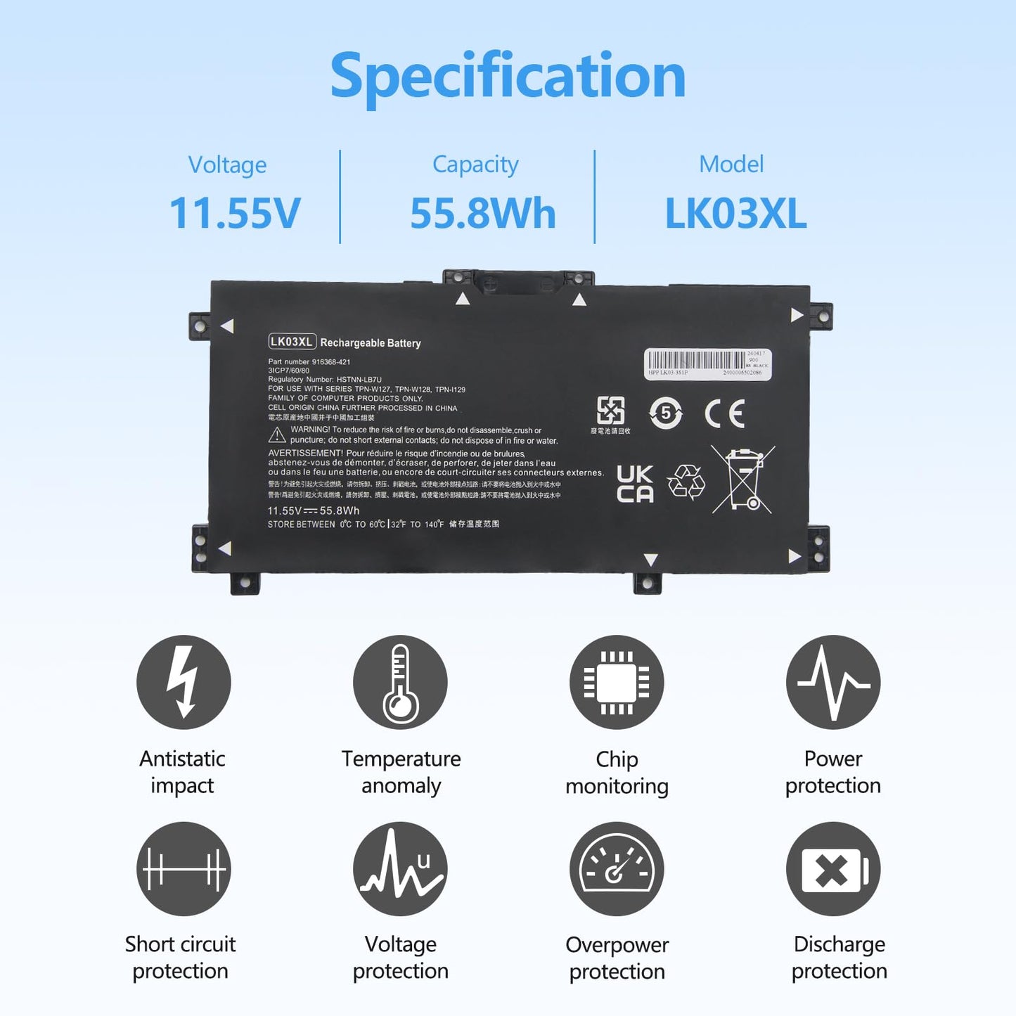 L09281-855 LK03XL Battery Replacement for HP Envy X360 15M-CN0012DX 15M-CN0XXX 15M-BP1XX 15M-CN0011DX 15M-BQ121DX 15-CP0XXX 15-CN1XXX 15-CR0XXX
