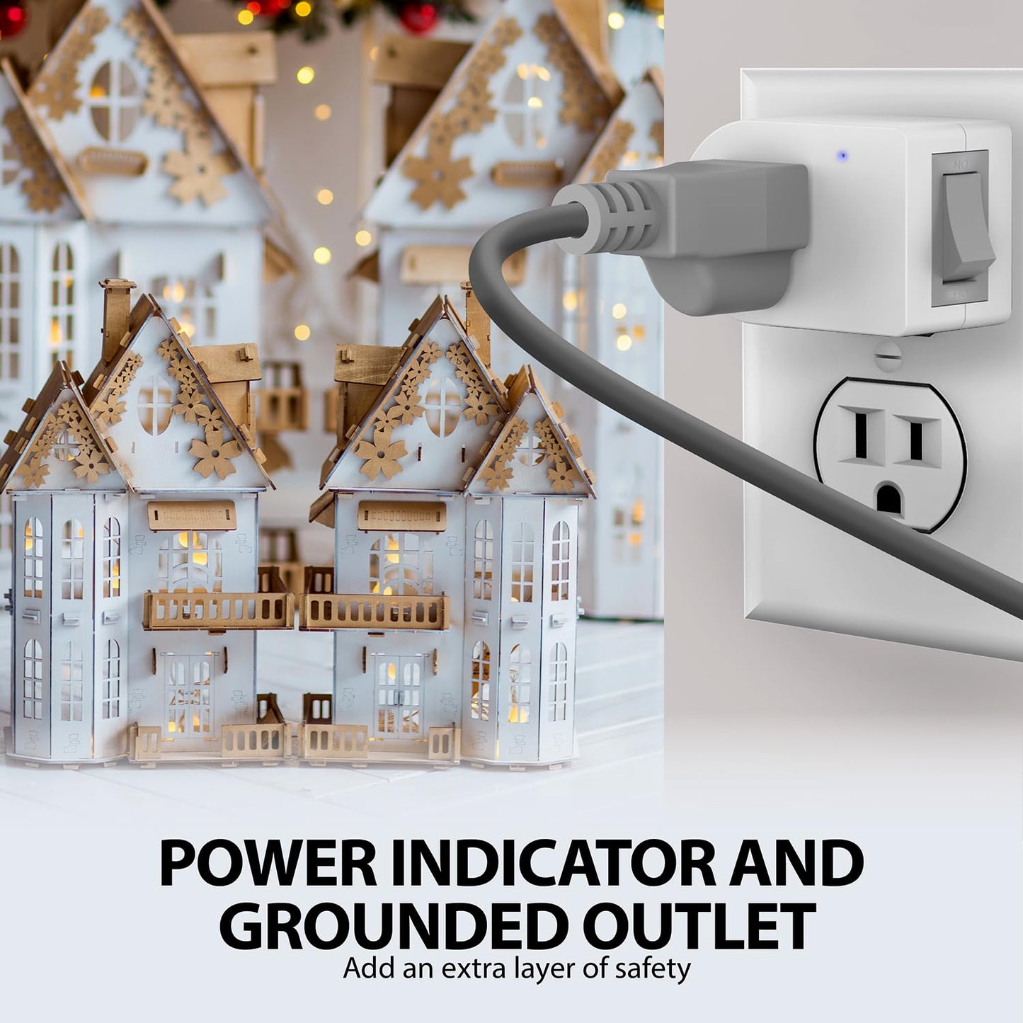 Fosmon Grounded Outlet Switch, ON/Off Switch (3 Pack), 3 Prong Plug in Electrical Switch, 245J Single Port Electric Switch Adapter Surge Protector