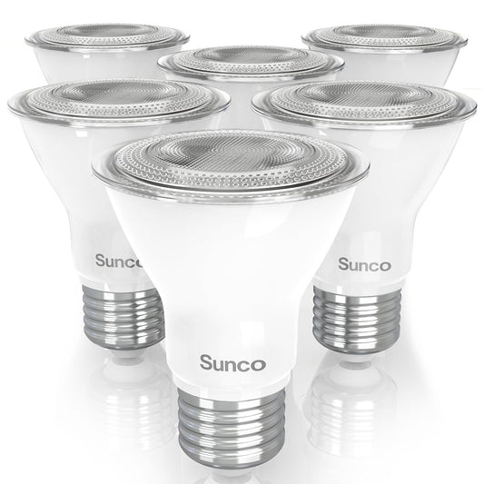 Sunco 6 Pack PAR20 LED Bulb, Flood Light, E26, 7W=50W, Track Lighting