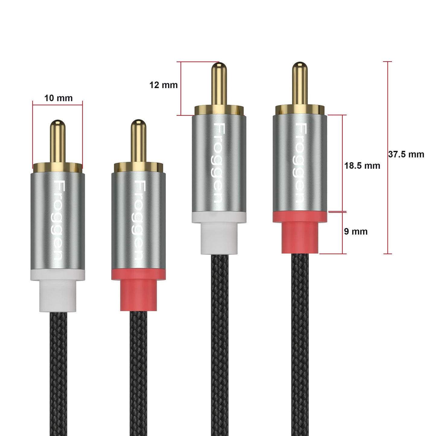 RCA Phono Cable 2 Male to 2 Male RCA Cable 10.3 Feet [24K Gold Plated, Copper Core] 2 RCA Plug to 2 RCA Plug for Home Theater, HDTV, Amplifiers, Hi-Fi