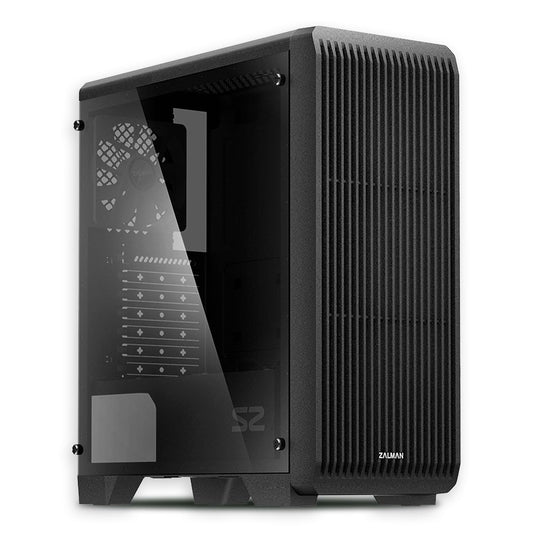 Zalman S2 TG ATX Mid-Tower PC Case, 3 x Pre-Installed 120mm Zalman Quiet Fans (Support up to 8 Fans), High Airflow Mesh Front Panel, Full Tempered