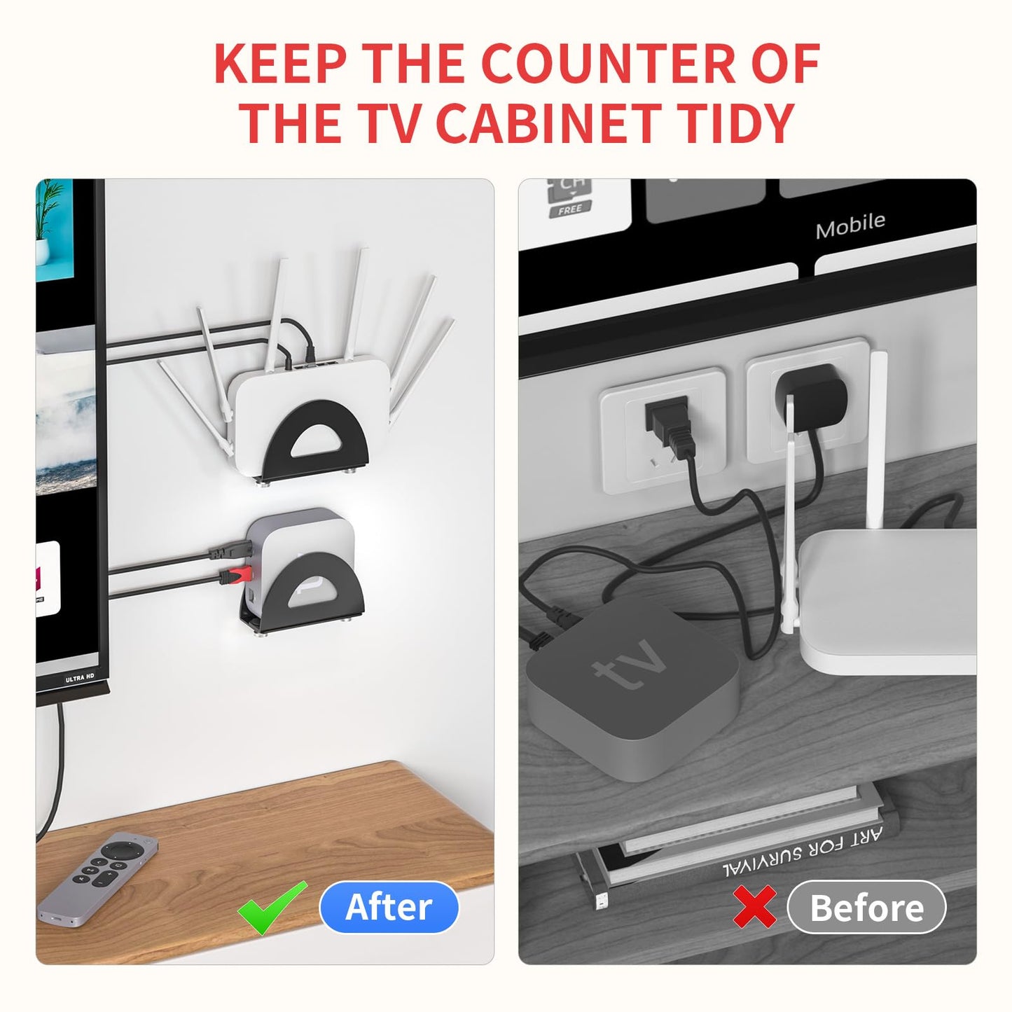 Adjustable TV Box Wall Mount Metal Wall Mount for A-pple TV, Router and Other Media Players