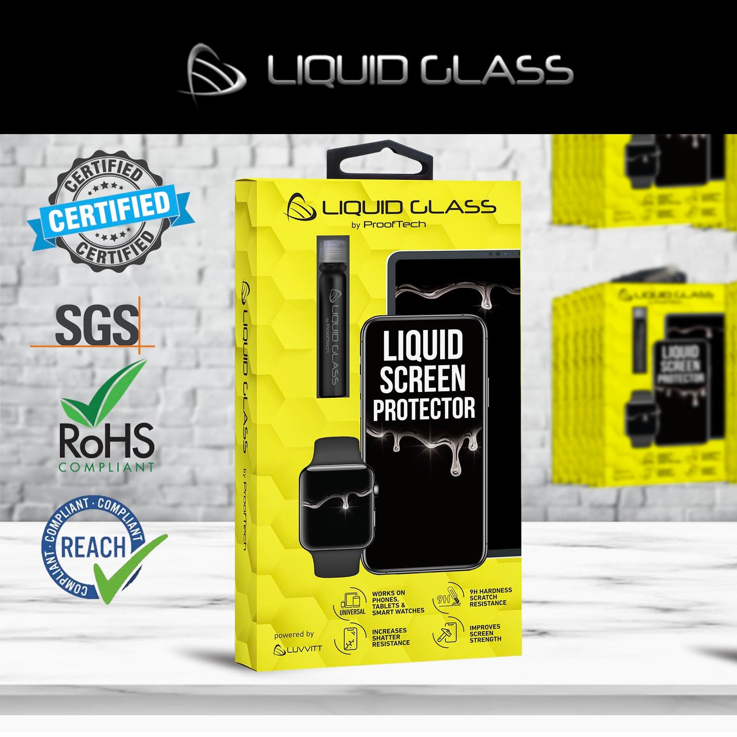 ProofTech Liquid Glass Screen Protector for Up to 4 Devices | Universal for All Smartphones Tablets Smart Watches