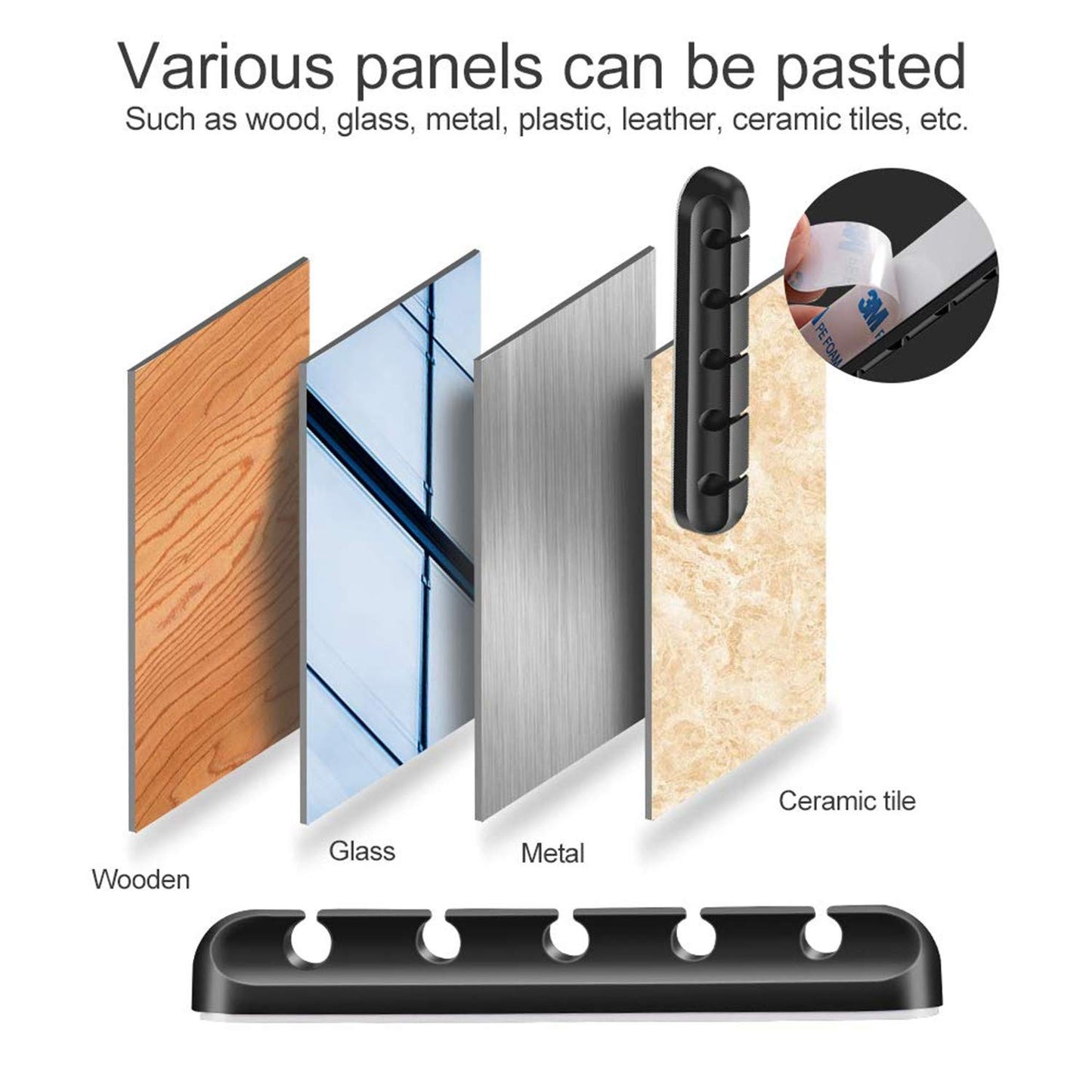 Cable Clips Cord Management Organizer, Adhesive Hooks, Wire Cord Holder for Power Cords and Charging Accessory Cables, Mouse Cable, PC, Office