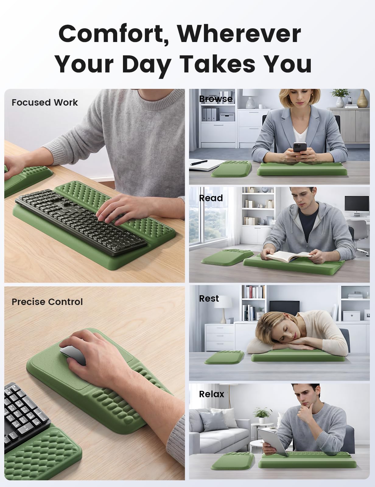 Vaydeer Keyboard Stand and Mouse Pad Set with Wrist Rest, Soft Memory Foam Wrist Support, Ergonomic Wrist Cushion for Desk, Relieves Carpal Tunnel