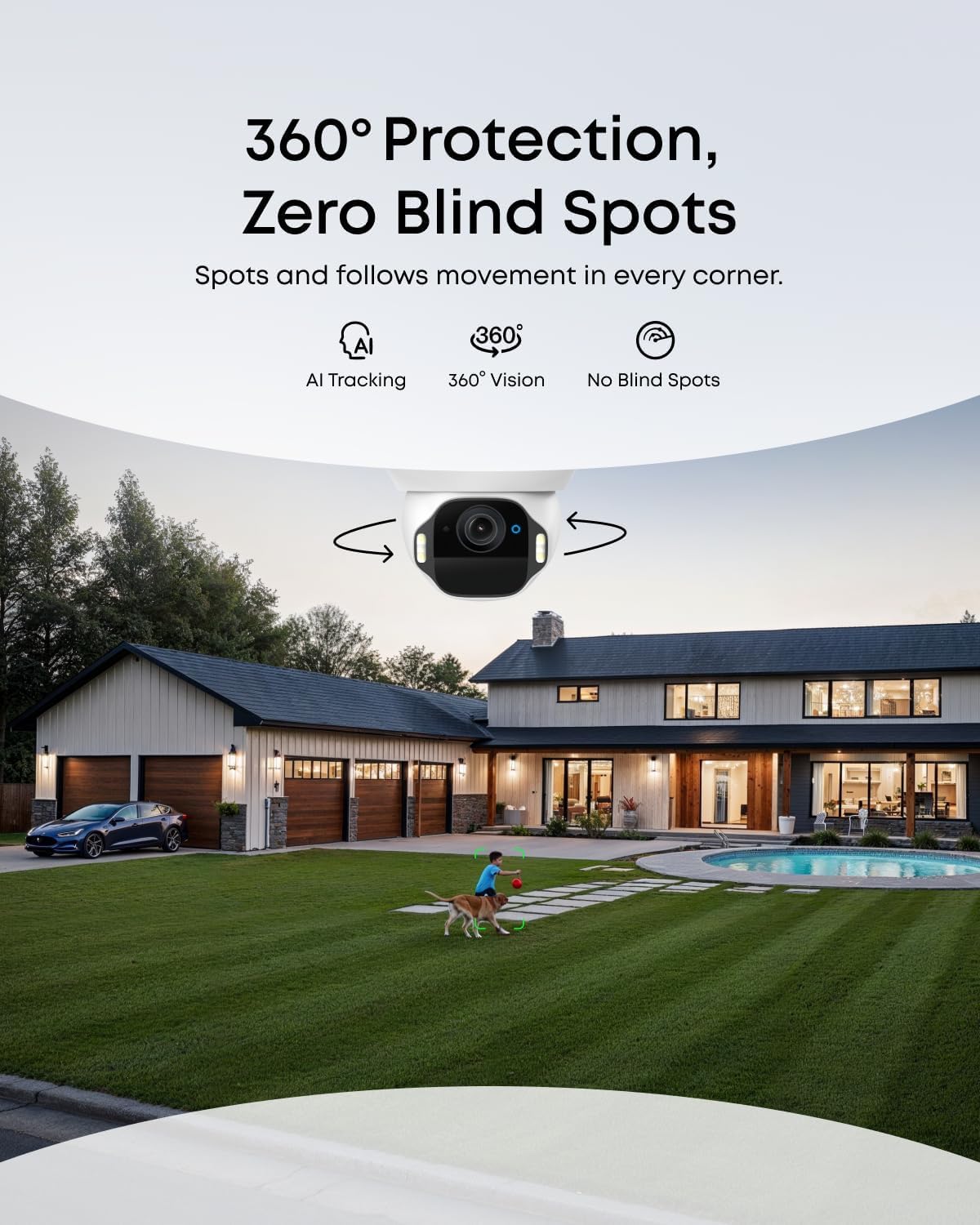 eufy SoloCam E42, 4K Security Camera Wireless Outdoor, Solar Powered, AI Motion Tracking, Strobe Light, Pan & Tilt, Facial Recognition, Up to 16 TB