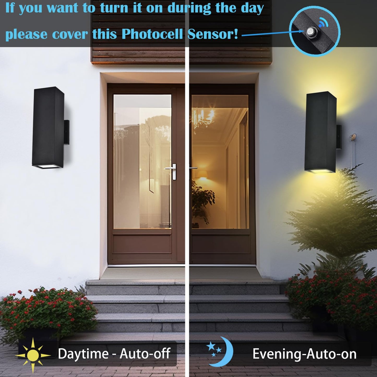 iYogaled Up and Down Lights Outdoor Wall Lights, RGB LED Dusk to Dawn Outdoor Lighting, IP56 Black Aluminum Anti Rust Waterproof Outdoor Light