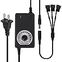 UMLUFE 12V Fan Power Supply,PC Fan Speed Controller,100-240vAC to 3-12vDC 24W Adjustable Fan Power Adapter,with Fan Splitter Cable,DC Female to 2 x