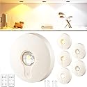 UNUSROOM Rechargeable Puck Lights with Remote Control,2000mAh High Capacity Battery Operated LED Under Cabinet Lighting,Dimmable Tap Stick On