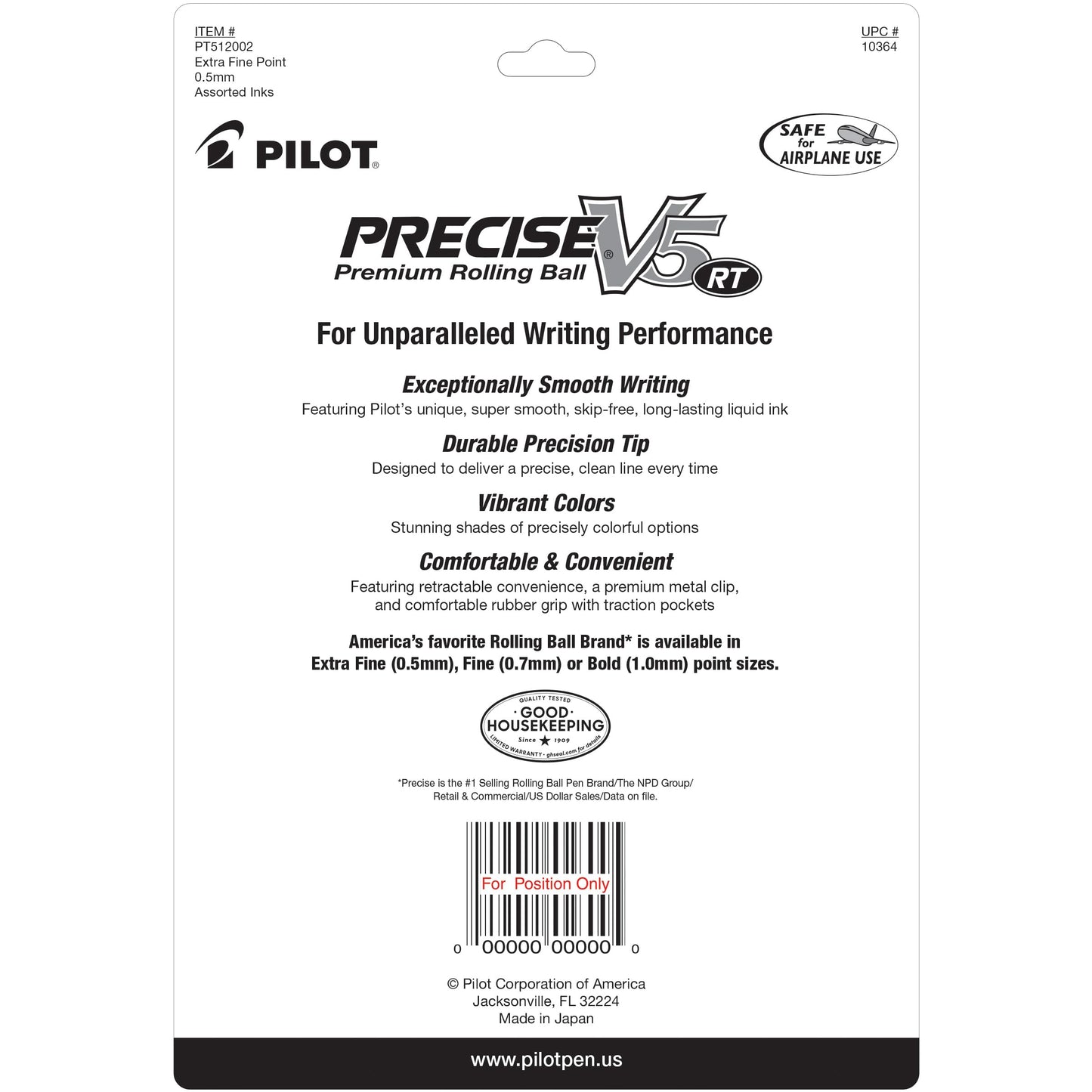 Pilot Precise V5 RT Refillable & Retractable Rolling Ball Pens, Extra Fine Point Pens, 0.5 mm, Assorted, Pack of 12 - Ideal for School, Journaling