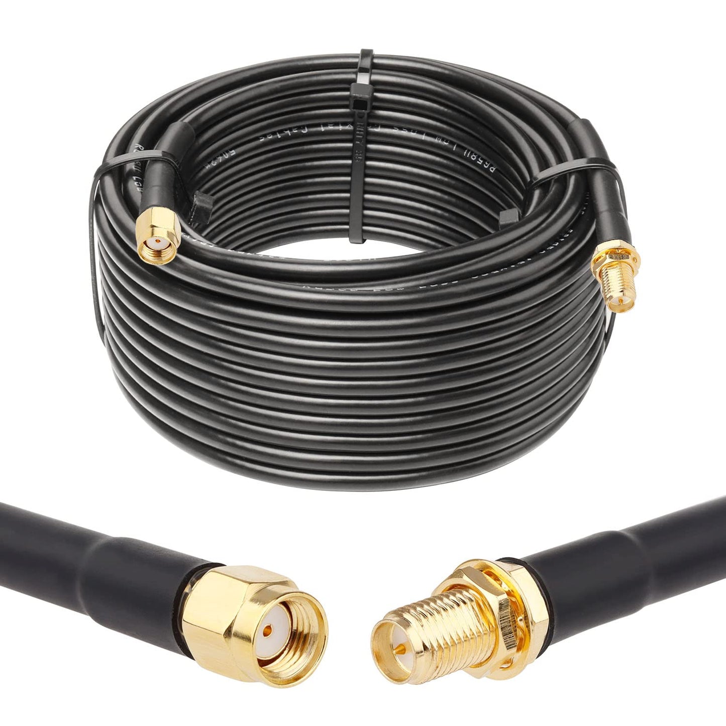 35ft RP-SMA Male to RP-SMA Female Coax Cable, XRDS -RF RG58 RP-SMA WiFi Antenna Extension Coax Cable for WiFi LAN Router Wireless Network Card Adapte