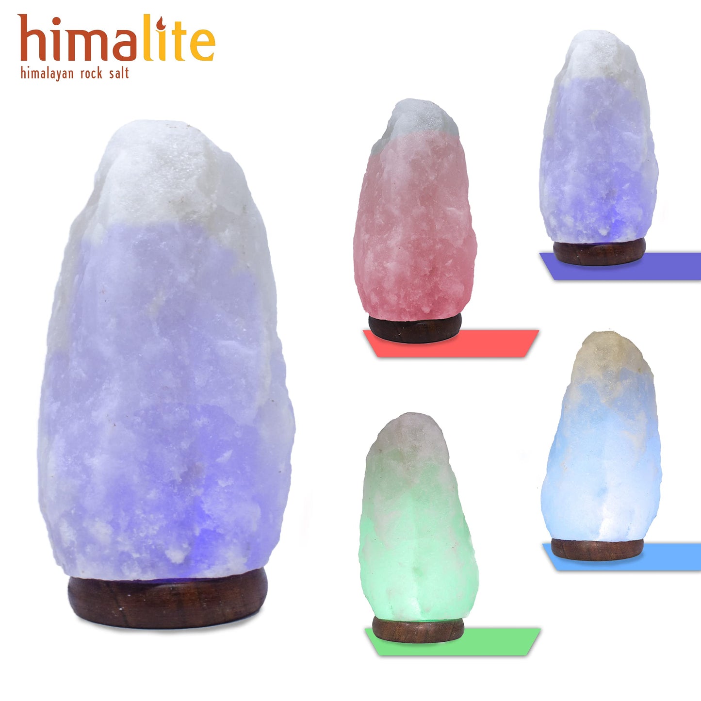 LED White-Color Changing Pure Himalayan Salt Lamp 7 Inches Tall with USB Adaptor and Wooden Base Himalite Carnival of Lights White_salt_Lamp