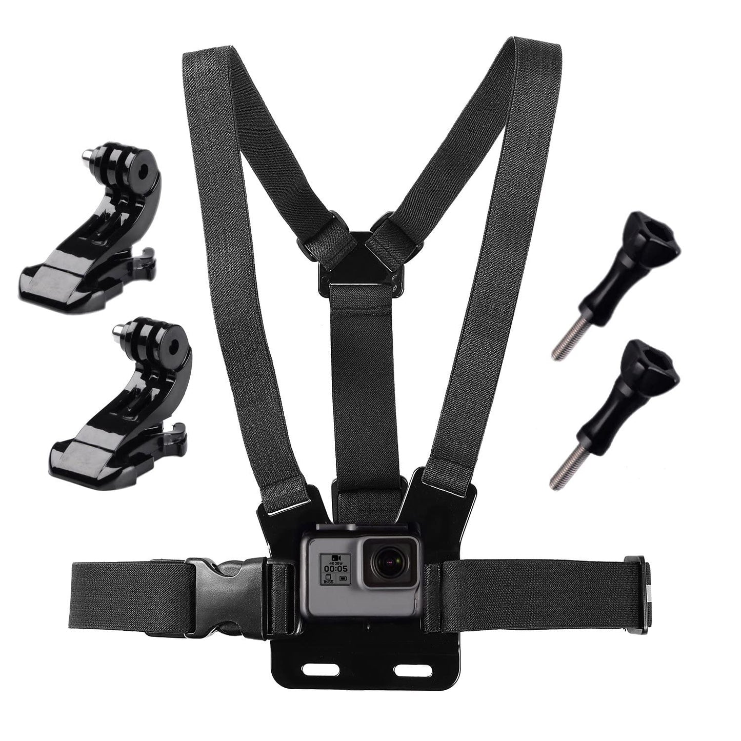 Haoyou Chest Mount Harness for GoPro Hero 12/11 /10/9 /8/7 / 6/5 /4/3+ /3 Hero Session Cameras Adjustable Chest Strap Includes J-Hook Thumb Screw
