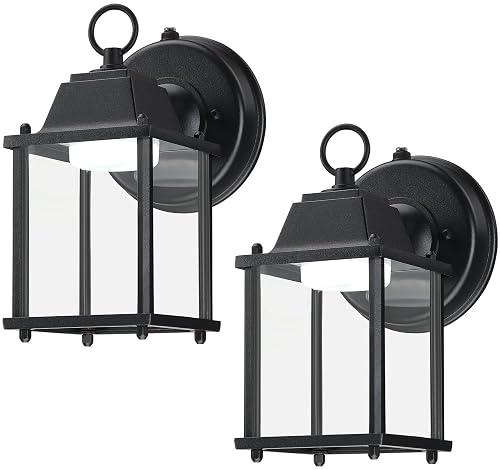LIT-PaTH Dusk to Dawn Outdoor Wall Lantern, LED Wall Sconce, 5000K Daylight White, 9.5W, 800 Lumen, Aluminum Housing Plus Glass, Outdoor Rated