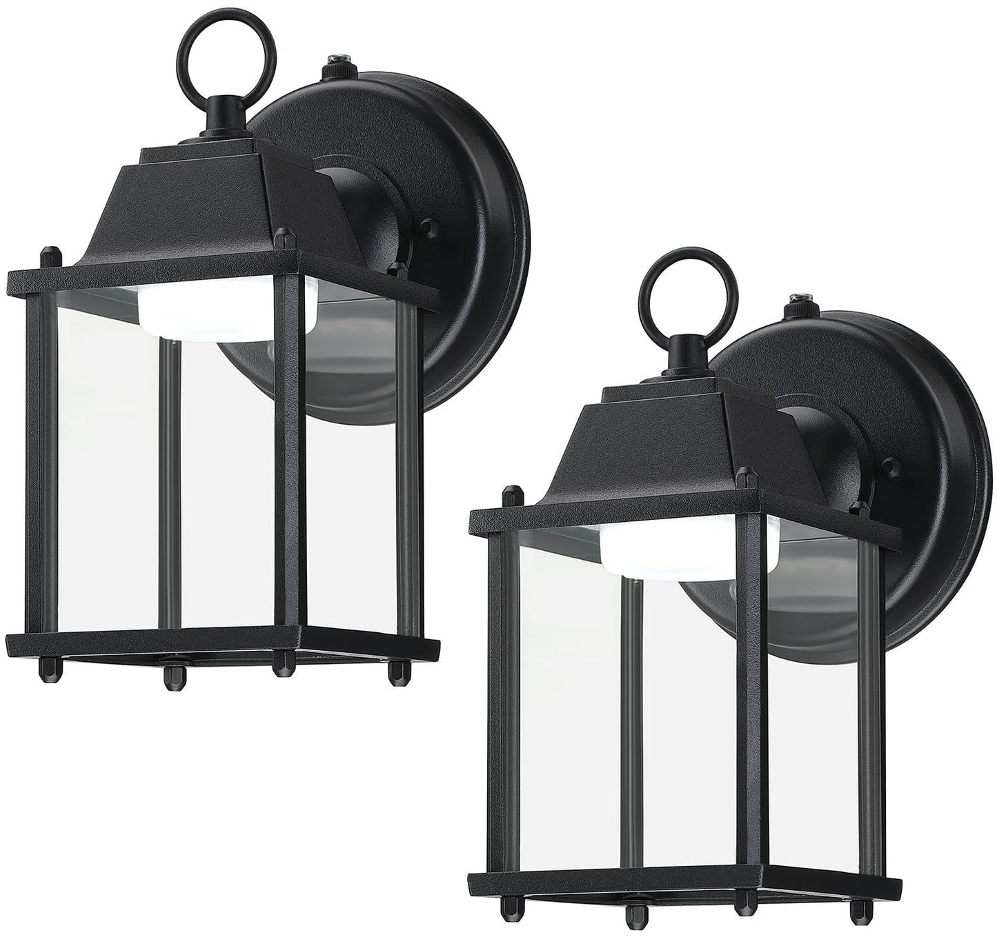 LIT-PaTH Dusk to Dawn Outdoor Wall Lantern, LED Wall Sconce, 5000K Daylight White, 9.5W, 800 Lumen, Aluminum Housing Plus Glass, Outdoor Rated