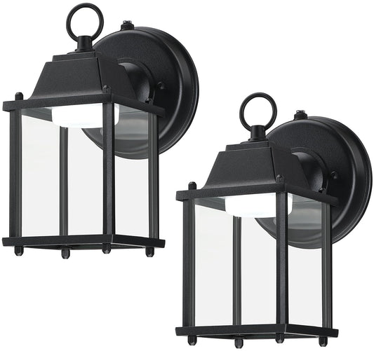 LIT-PaTH Dusk to Dawn Outdoor Wall Lantern, LED Wall Sconce, 5000K Daylight White, 9.5W, 800 Lumen, Aluminum Housing Plus Glass, Outdoor Rated