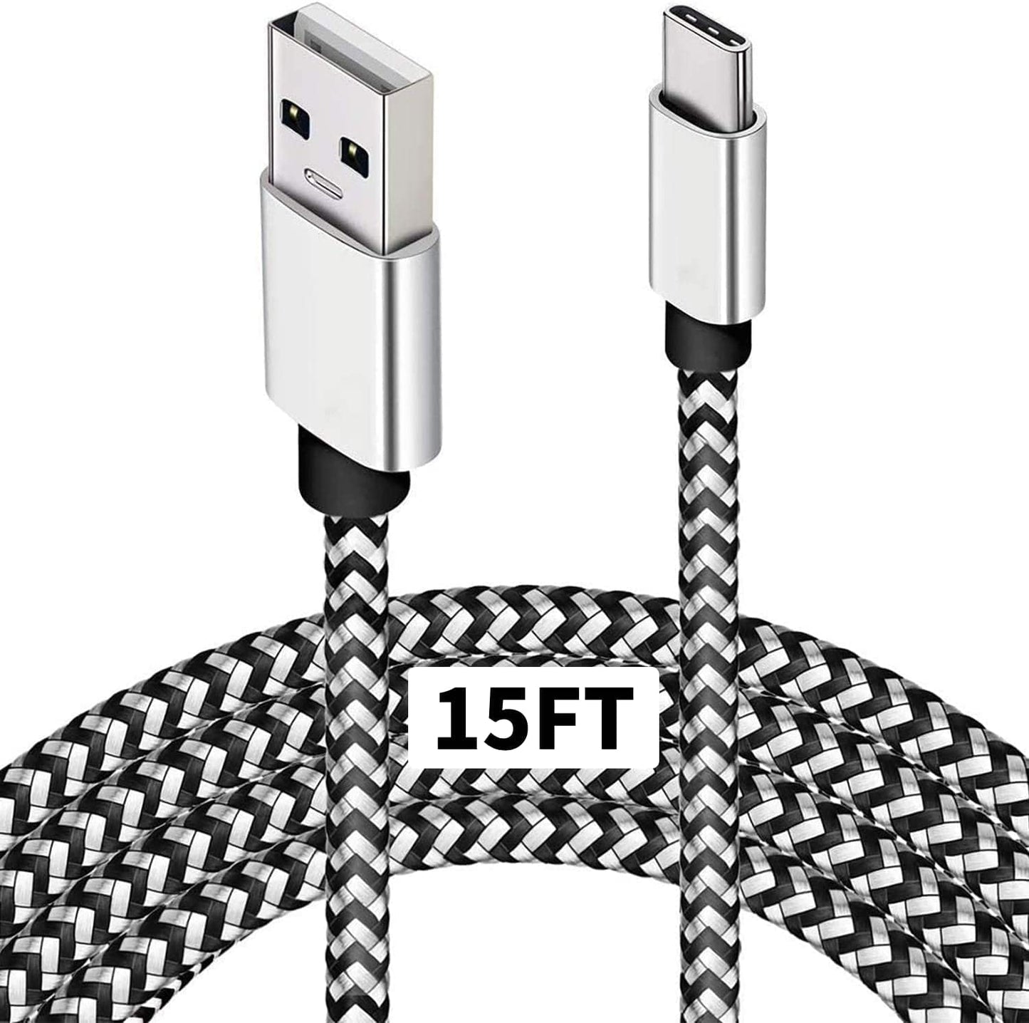 DEEGO Type C Charger Cable,15FT Long USB A to C Cable Compatible with Google Pixel 4 XL,Samsung S10 S9 Plus S8, Galaxy Note 10, LG V30, Braided