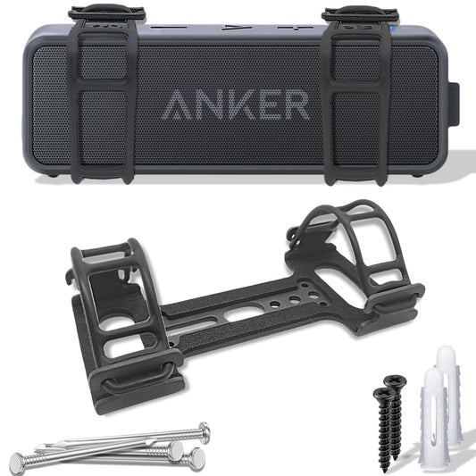 Metal Wall Mount Compatible for Anker Soundcore 2 Portable Bluetooth Speaker,Secure Shelf Holder with Adjustable Silicone Straps, Speaker Wall Bracket