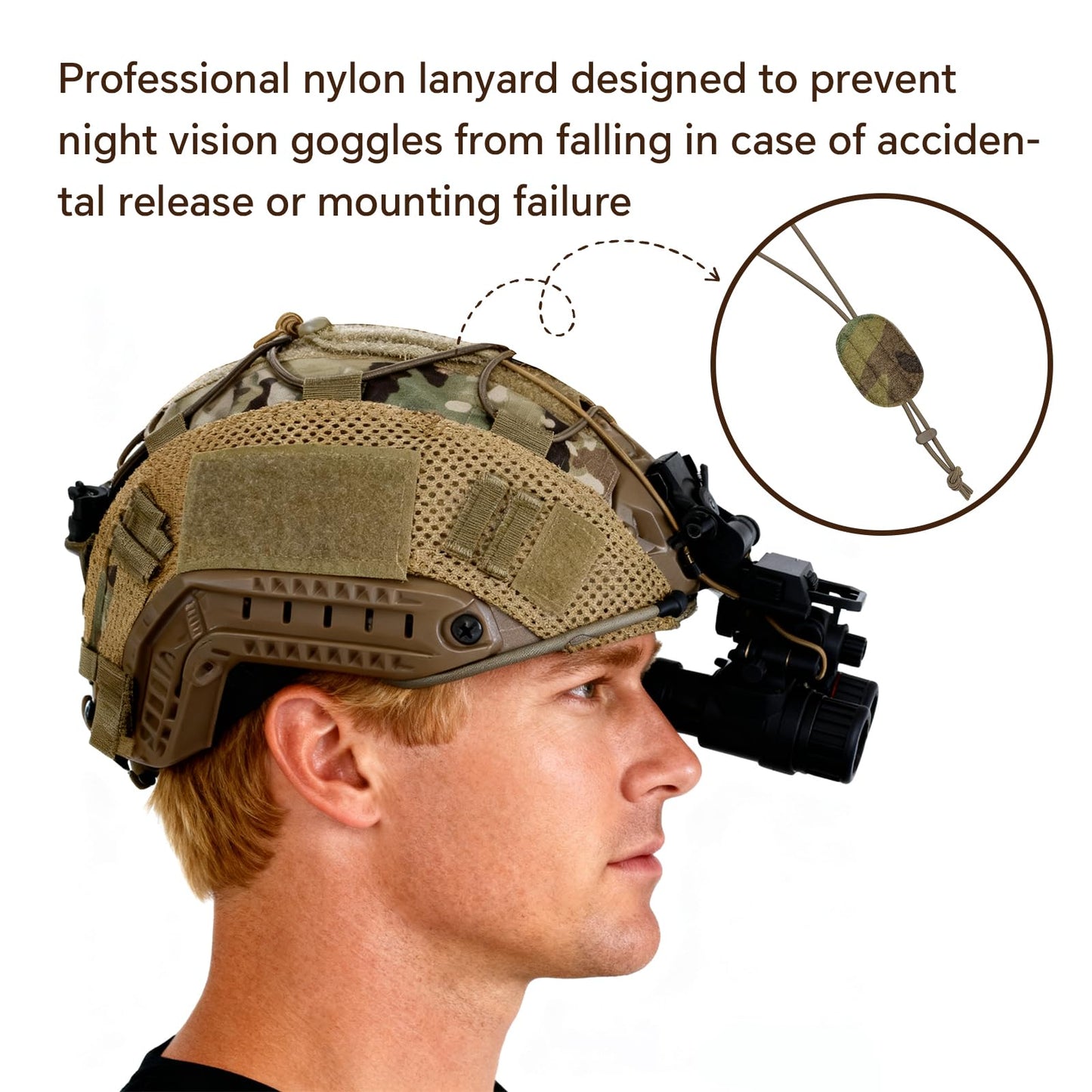 SRHBYJBFSIR Tactical Night Vision Goggle Lanyard Elastic Fixing Lanyard, Suitable for PVS7, PVS14, PVS31 Helmet-mounted Night Vision Devices