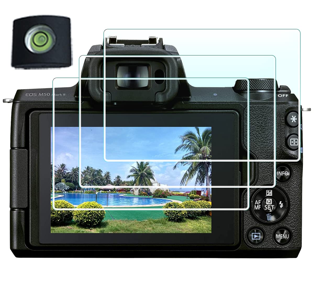 Screen Protector for Canon EOS M50 M100 Mark ii DSLR Camera(for Accessories) with Hot Shoe Cover Tempered Glass Film 0.3mm High Definition 9H Hardness