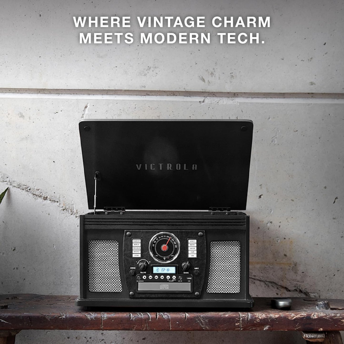 Victrola Navigator 8-in-1 Bluetooth Record Player with Built-in Speakers - 3 Speed, CD Player, Cassette, FM Radio, USB, RCA Out, Headphone Jack