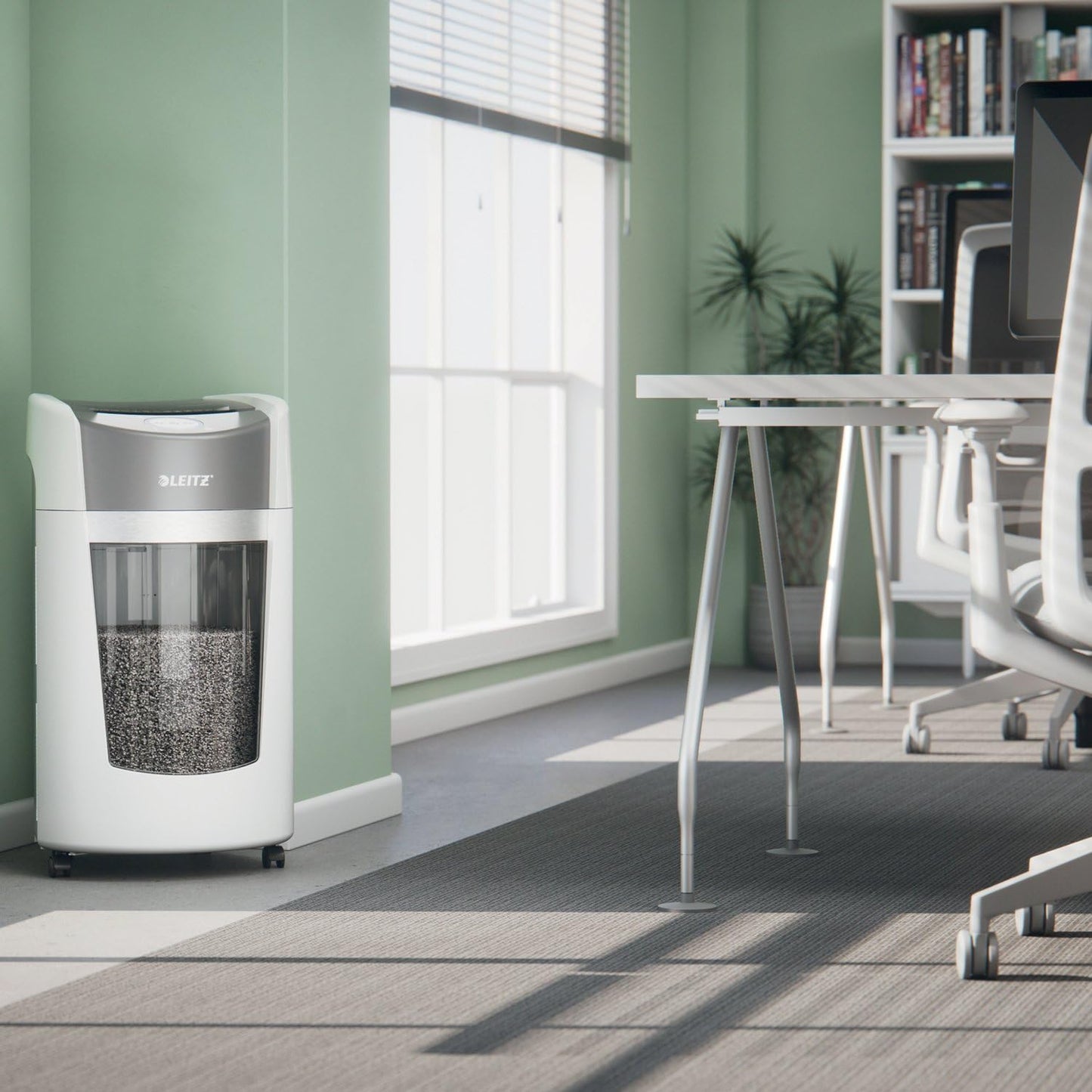 Leitz IQ OptiMax Paper Shredder, Micro Cut, 10 Sheet, 9 Gallon Bin, P5 Security, Ultra Quiet 10-Second Shredding, Office Home (WSM350039)