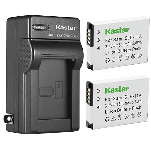 Kastar 2-Pack Battery and AC Wall Charger Replacement for Samsung SLB-11A SLB11A Battery, Samsung WB5000, WB5500, CL65, CL80, EX1, HZ25W, HZ30W