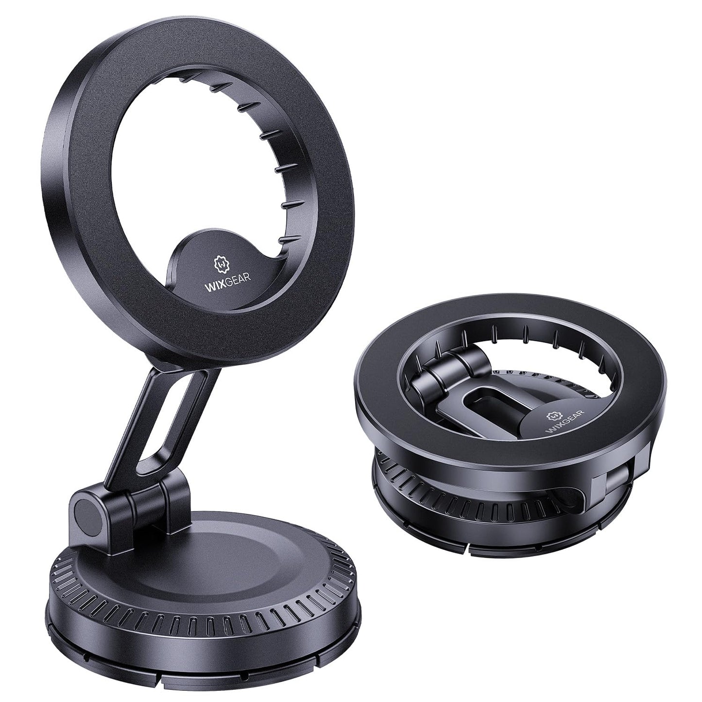 WixGear Stick-On Foldable Magnetic Car Mount Dashboard Phone Holder, Strong Magnet Mount for MagSafe iPhone & All Smartphones, 3M VHB Adhesive