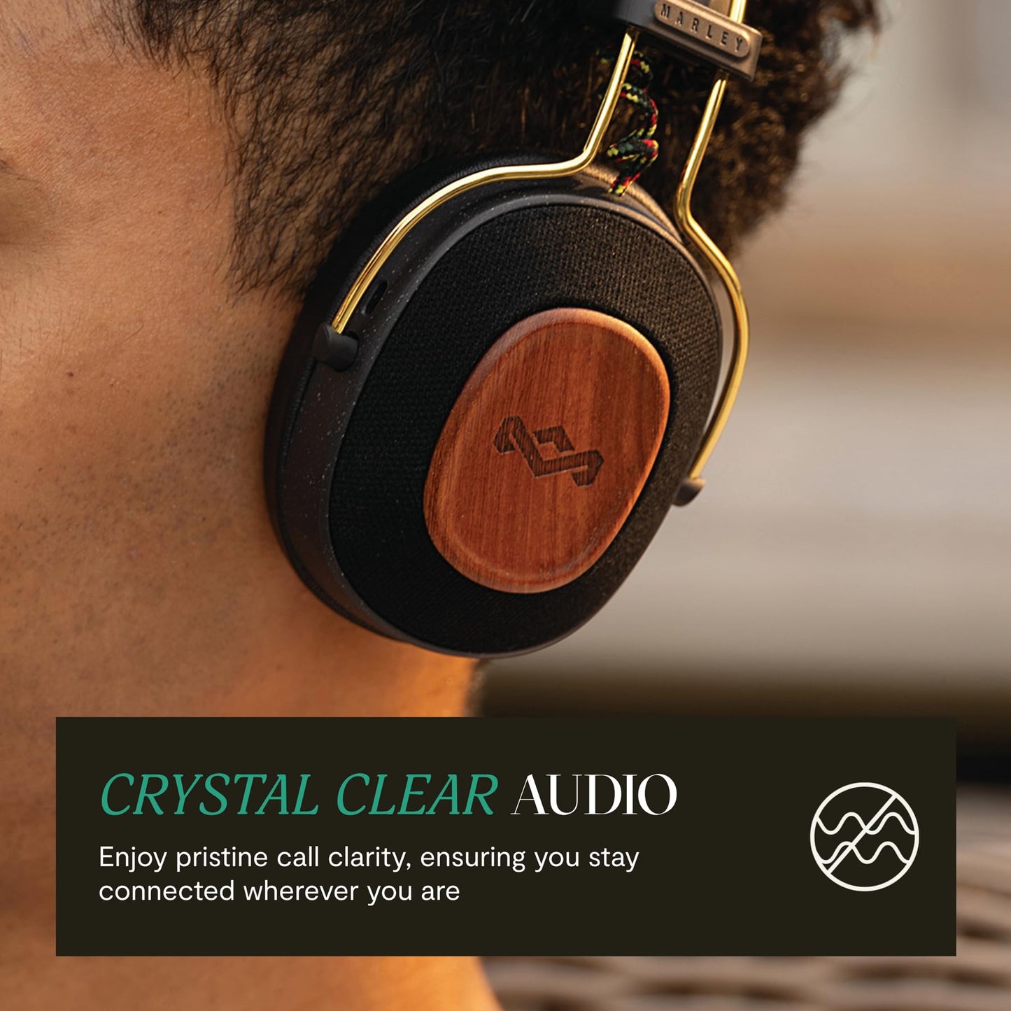 House of Marley Positive Vibration Riddim On-Ear Headphones, 50-Hour Playtime, Quick Charge, Crystal Clear Calls, Sustainable Bamboo (Rasta)