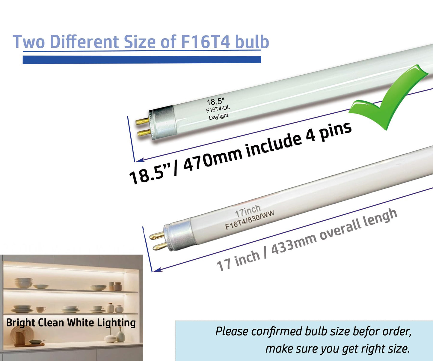 IgnisLite 18.4inch F16T4/DL Fluorescent Light Bulb T4 Linear,16Watt 6400K Brigh White Daylight Tube Lamp,G5 Mini Bi-pin Base,1050Lumen High Brightness