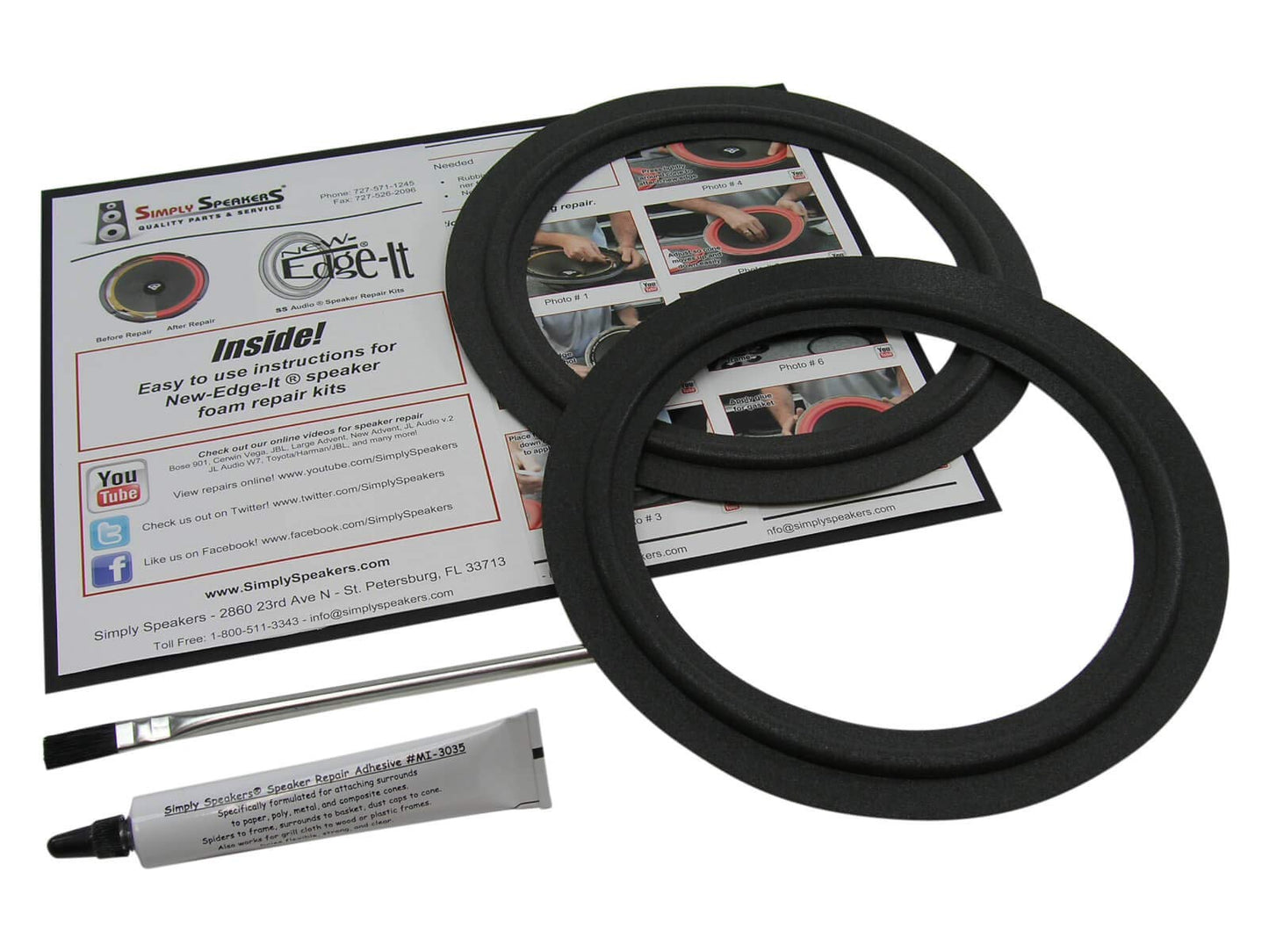 Simply Speakers 8 Inch Foam Speaker Foam Repair Kit Compatible with JBL 208, P208, 900MV FSK-8P208 (Pair)