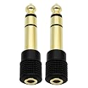 Chadou Audio Adapter 6.35mm (1/4 inch) Male to 3.5mm (1/8 inch) Female Stereo Headphone Connector Gold Plated, 2 Pack