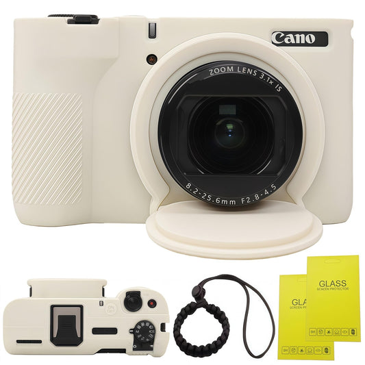 SZHSYJY V1 Case,Camera Case for Canon PowerShot V1 Digital Camera - Soft Silicone Protective Case with Removable Lens Cover, Includes 2 Screen