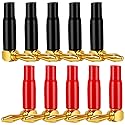 10Pcs 4mm Banana Plugs 90 Degree Right Angle Speaker Connectors 24K Gold Plated Durable Audio Cable Terminals Speaker Connectors for Home Theater