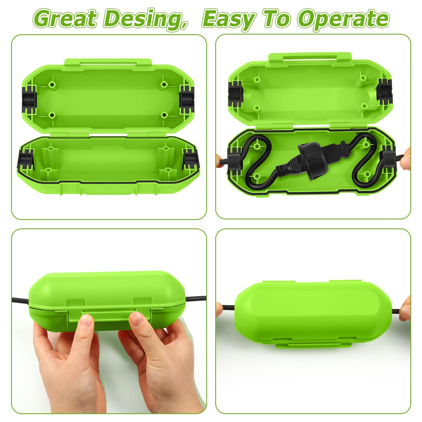 2 Pack Extension Cord Cover Outdoor, IP54, Connection Box to Protect Outdoor Outlet, Plug, Christmas Holiday Decoration Light, Green