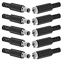 5Pcs Replacement Male Plug Power Supply Ends DC 5.5x2.1mm with 5Pcs 5.5x2.1mm DC Female Jack Solder Type DIY DC Barrel Connector Power Supply Socket