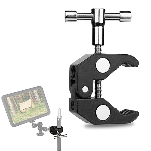 LinkWheres Super Clamp Pro, Heavy-Duty Aluminum Camera Mount with 1/4", 3/8" Threads, 0.6"-2" Jaw for Lights/Mics/Phones, Holders on desks, tripods