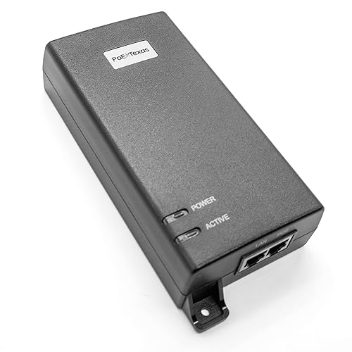 Poe Texas PoE Injector - 802.3bt PoE++ Single Port 4 Pair Power Over Ethernet Injector - 6KV Surge Protection - Active PoE Adapter 55V 60W Output