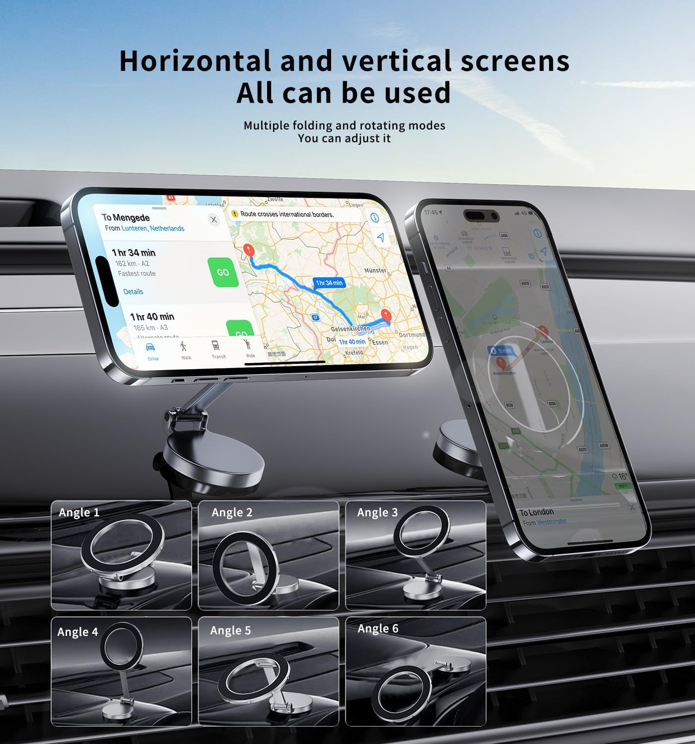 for Magsafe Phone Holder, Car Mount Folding & 360° Rotation Magnetic Phone Holder for Car Strong Magnets iPhone Car Mount Hands Phone Holders for Your