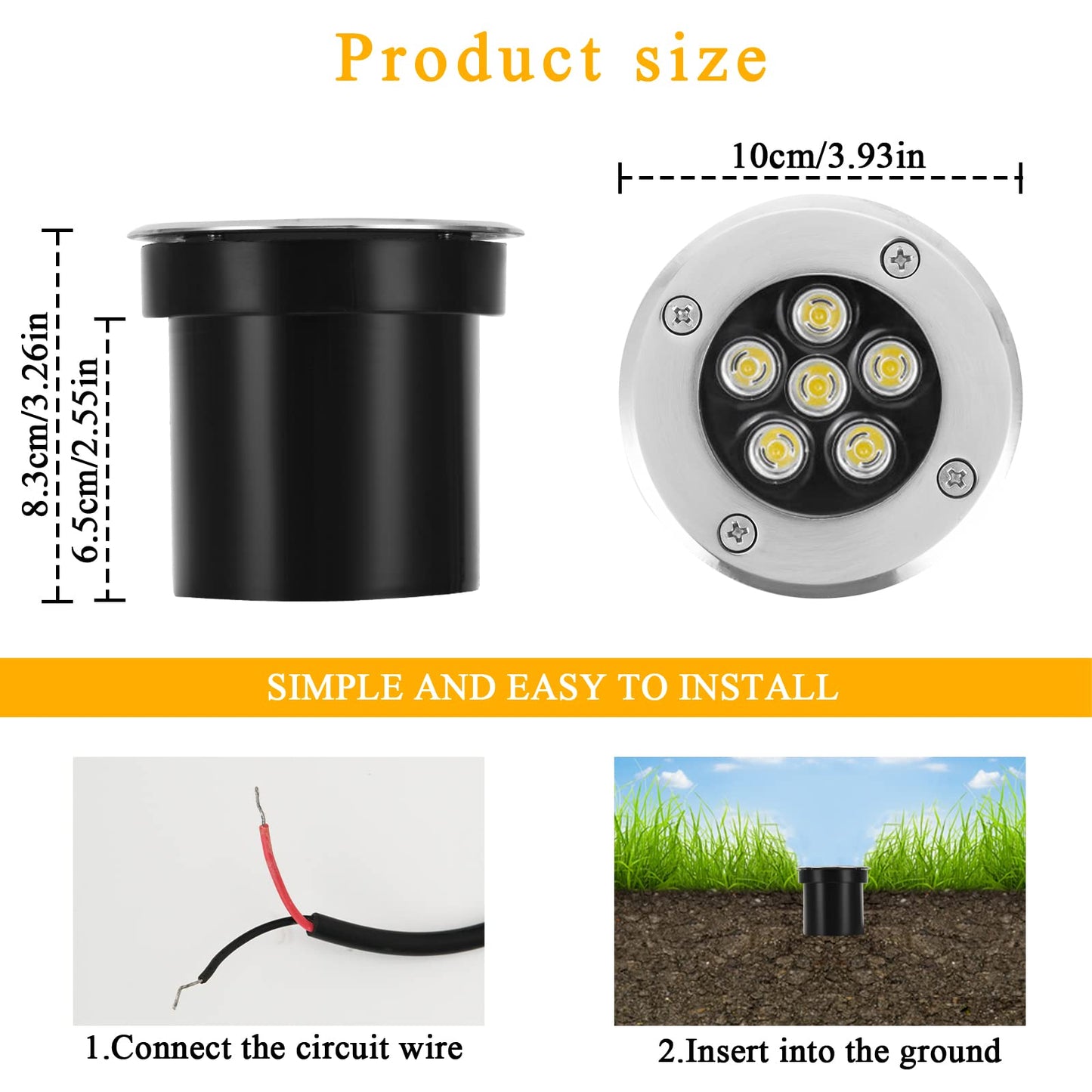 ACHENGE Low Voltage In-Ground LED Well Lights Landscape Lighting 6W 12V 24V Outdoor Landscape Light Waterproof IP67 Pathway Driveway Deck Step Fence