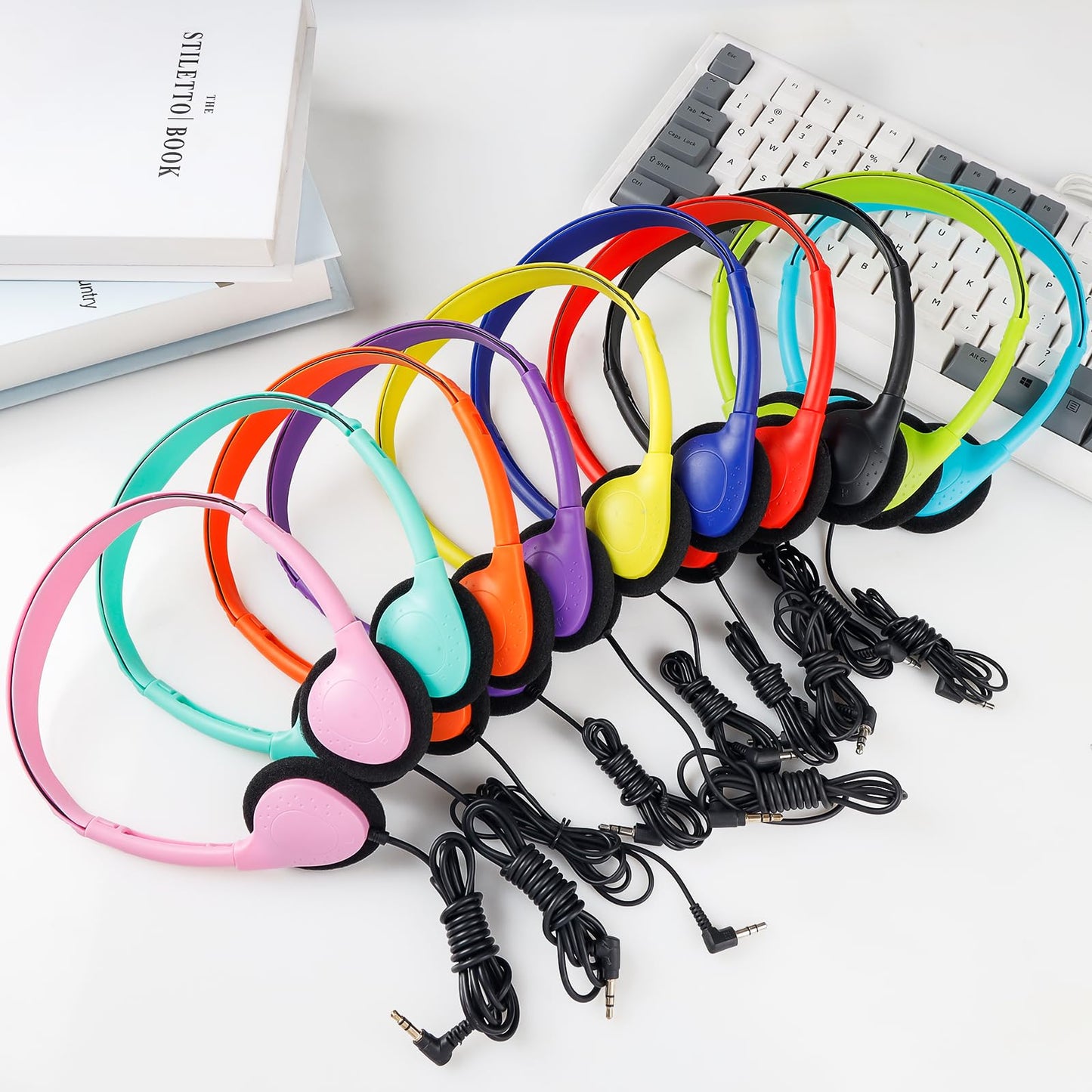 ZXQZYM Classroom Bulk Headphones 15 Pack for School Students Children Teen Boys Girls Wholesale Kids Wired Adjustable Headphones for Classroom 3.5mm…