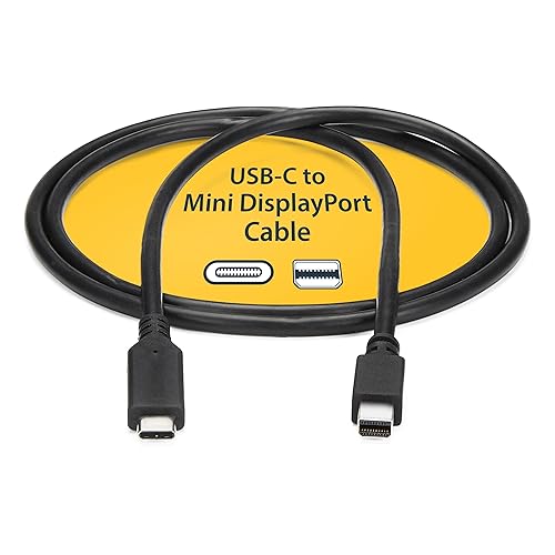 StarTech.com 6ft / 1.8m USB-C to Mini DisplayPort Cable - 4K 60Hz - Black - USB 3.1 Type C to mDP Adapter (CDP2MDPMM6B)