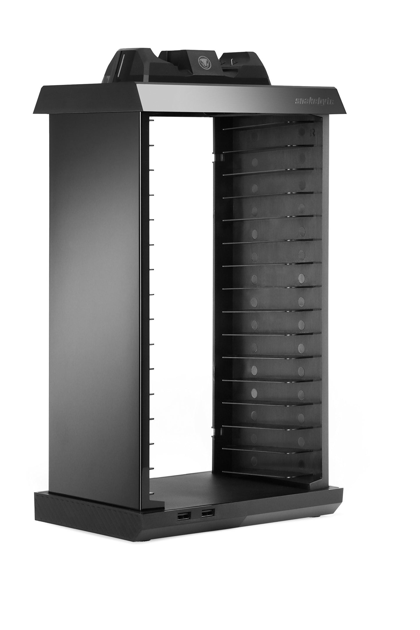 Snakebyte XBOX One Charge Tower Pro - Twin Docking Station with Games Tower for 15 Games, Charger and Battery Packs for 2 Controllers and 2 USB Ports