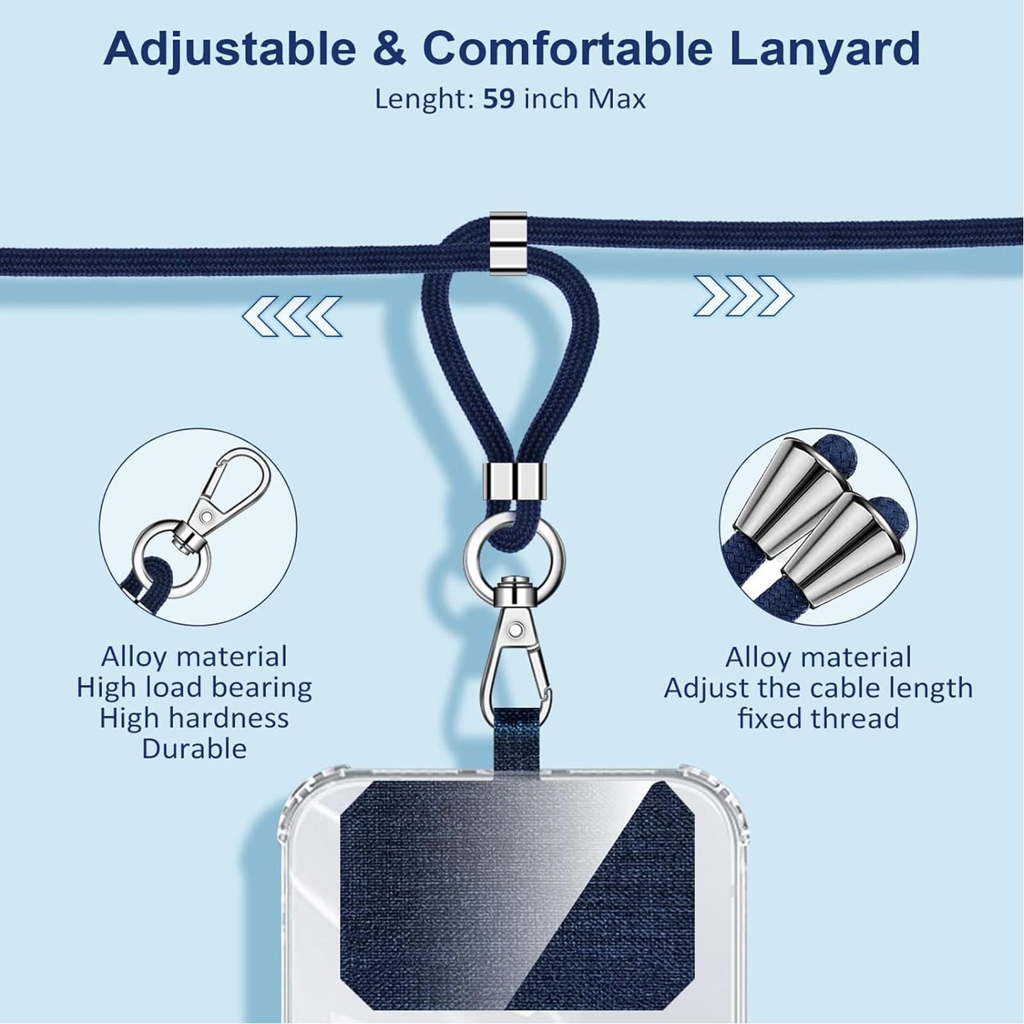 YONNAXO 2 Pcs Universal Cell Phone Lanyard, Crossbody Patch Phone Lanyard with Adjustable Nylon Neck Strap with Every Mobile Phone (Blue + Black)…