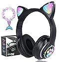 kuyaon Wireless Kids Headphones for Boys Girls, Cat Ear LED Light Up Bluetooth Headphones with Microphone…