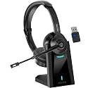 Delton 35X Bluetooth Computer Headset with Noise Cancelling Mic, Fast Charging Dock, Auto Pair USB Dongle for PC, Laptop, MacBook, Compatible with MS