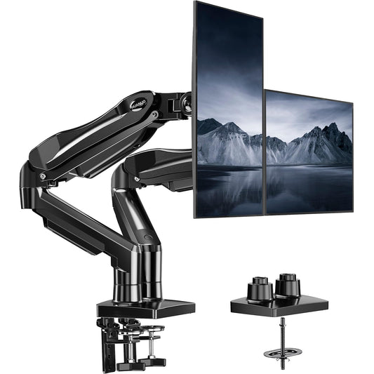 HUANUO Dual Monitor Stand, Fully Adjustable Gaming Monitor Desk Mount for 13-27? Computer Screens, Full Motion VESA 75x75/100x100 with C-Clamp