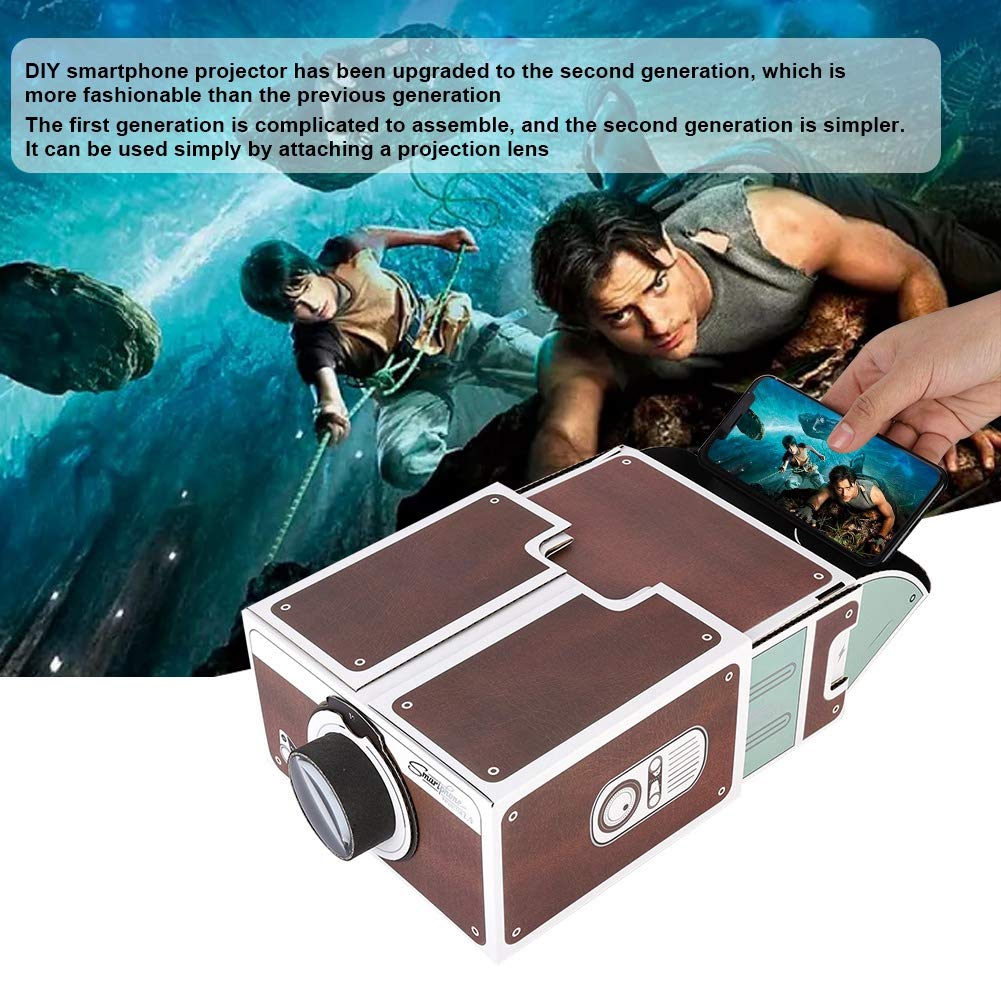 DIY Smartphone Projector 2.0, Mini DIY Home Theater Portable Smart Mobile Phone Projector, Home Cinema Phone Screen Magnifier Support 8x Image