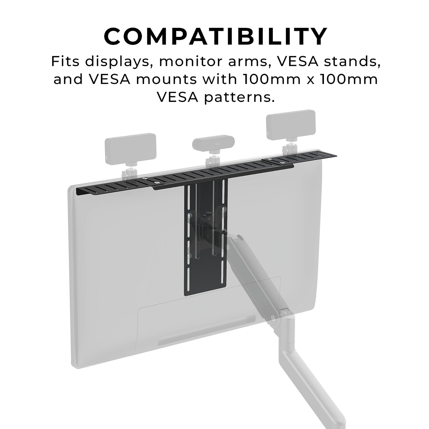 HumanCentric DSLR Monitor Mount Extra Large, Desk Camera Mounting, Light Webcam, Microphone Shelf for Monitor VESA Arm, Replace Clamp Tripods