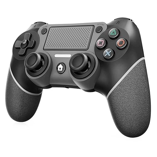 Wireless Controller Compatible with PS4/Pro/Slim, Black ps4 controller with Dual Vibration, 1000mAh Battery, 6-Axis Motion Sensor, Built-in Speaker